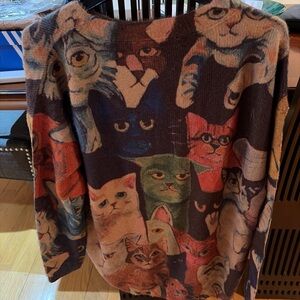 Colorful Cat Print Women's Sweater